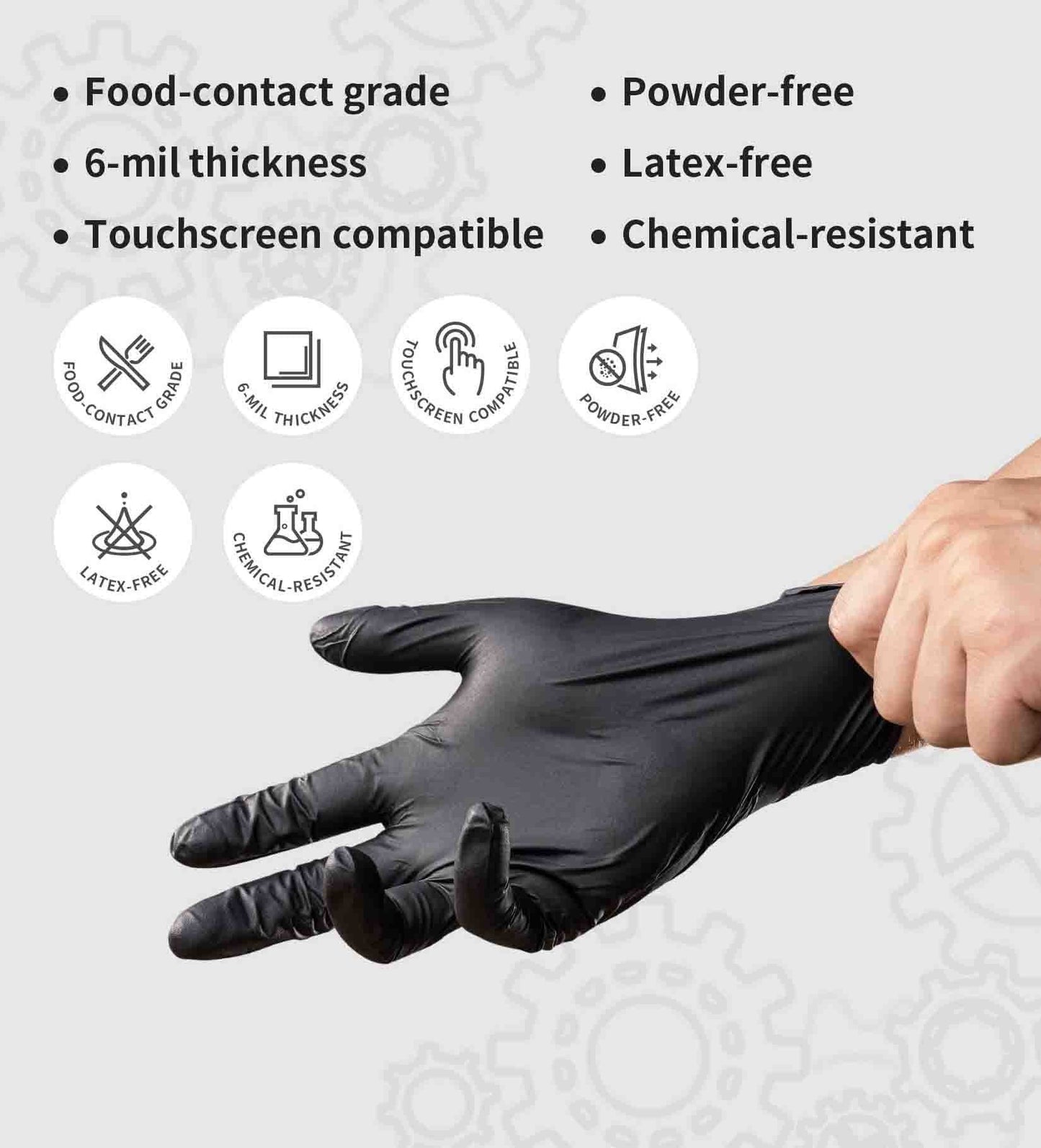 100/50PCS Black Nitrile Disposable Glove
