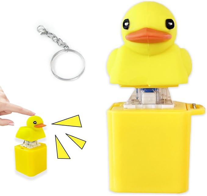 Fun keychain with sound button and light to relieve stress