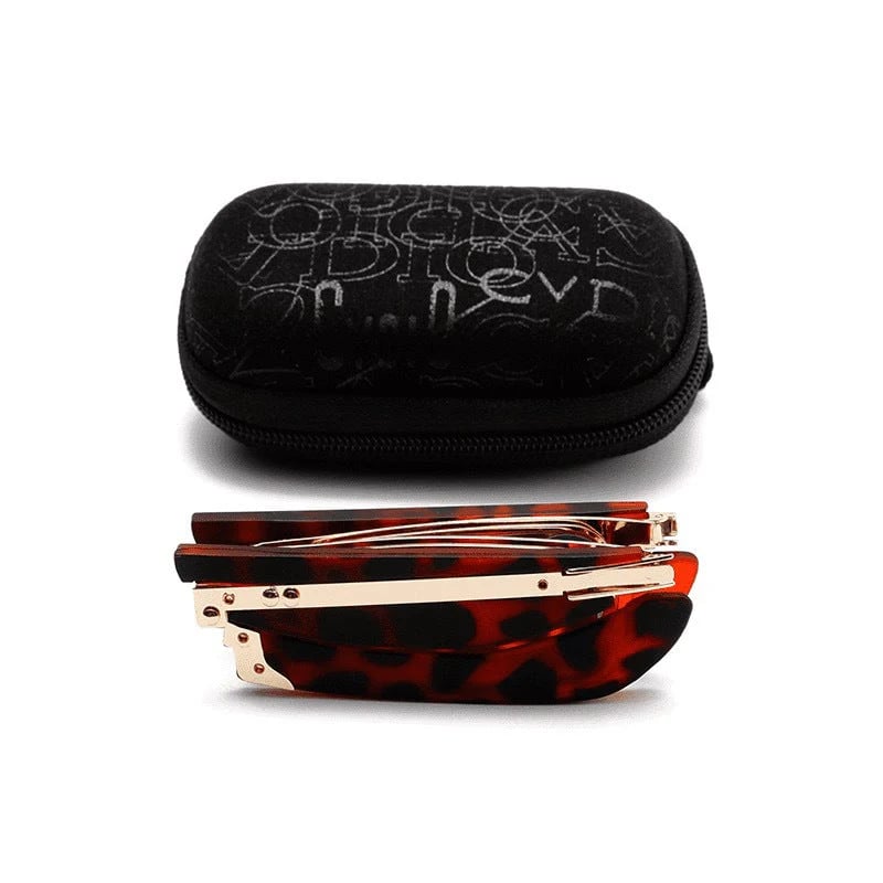 👓Folding reading glasses with blue light filter and cas