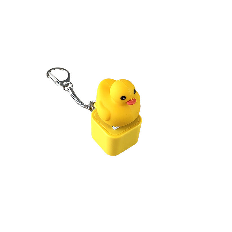 Fun keychain with sound button and light to relieve stress
