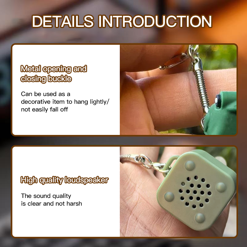 Fun keychain with sound button and light to relieve stress