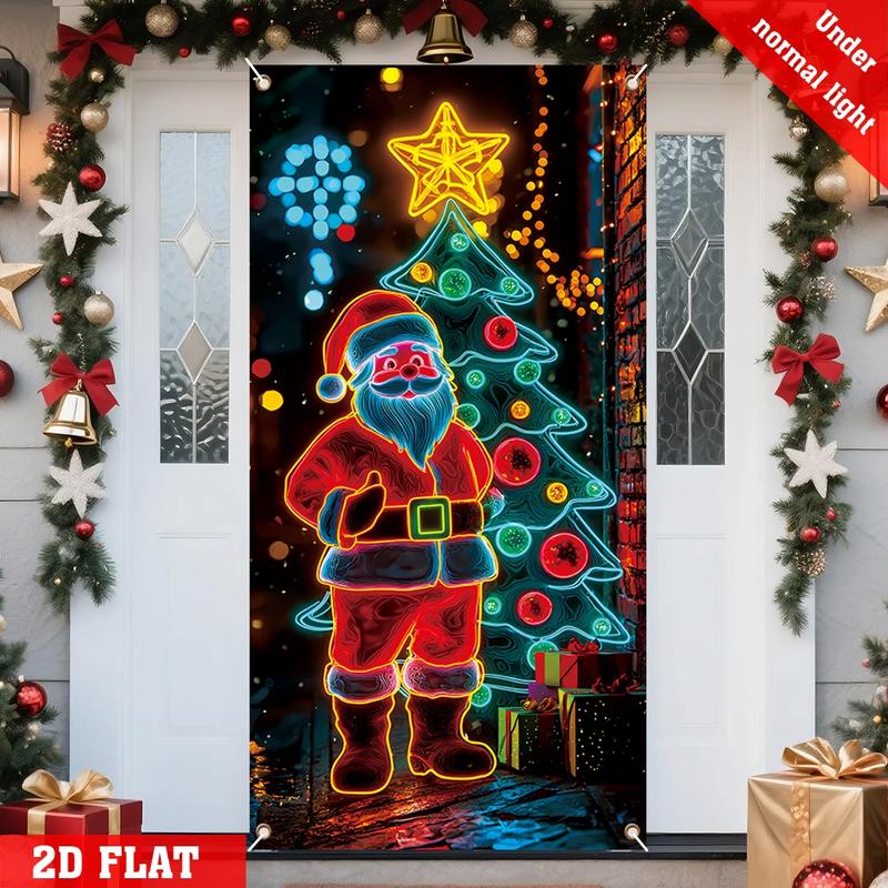 Fluorescent Christmas Door Cover Party Banner