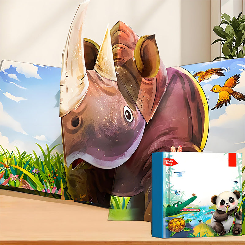 Pop-up book with animal motifs for children