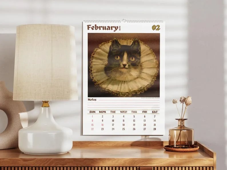 🔥Last Day 49% OFF - 🗓️🎨 Meet the Weird Cats in Renaissance Paintings 2026 Calendar