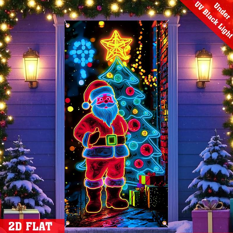 Fluorescent Christmas Door Cover Party Banner