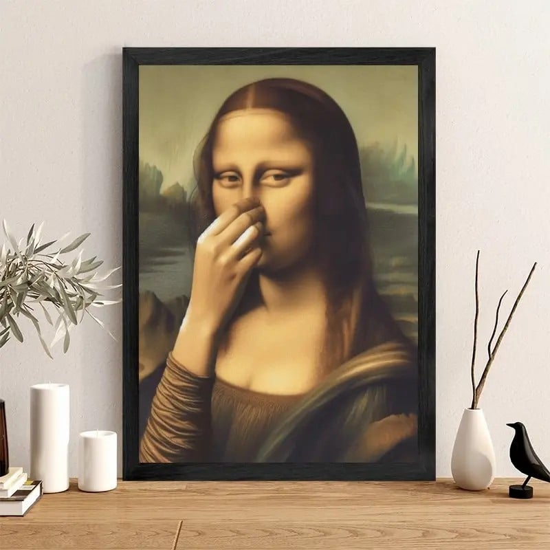 Imitation Mona Lisa Art Decoration,Funny Vintage Toilet Humor Room Decor