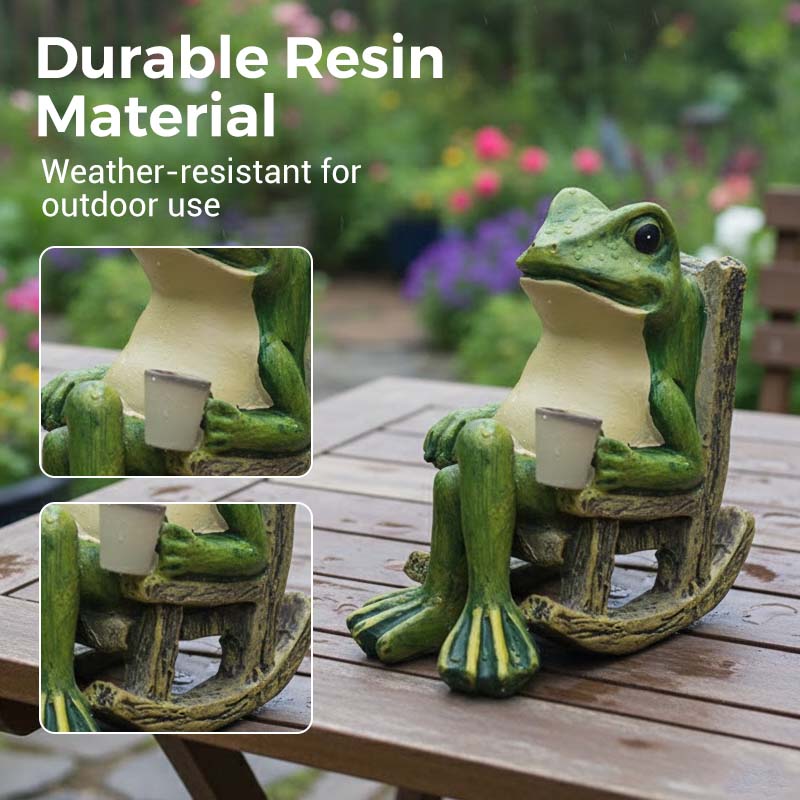⏰Solar-powered rocking frog chair ornamen