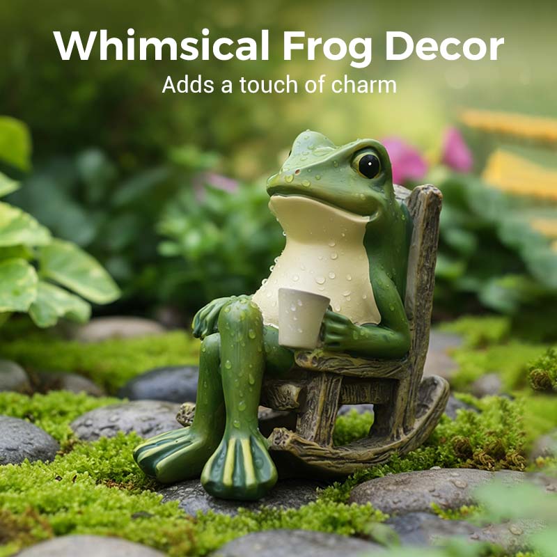 ⏰Solar-powered rocking frog chair ornamen